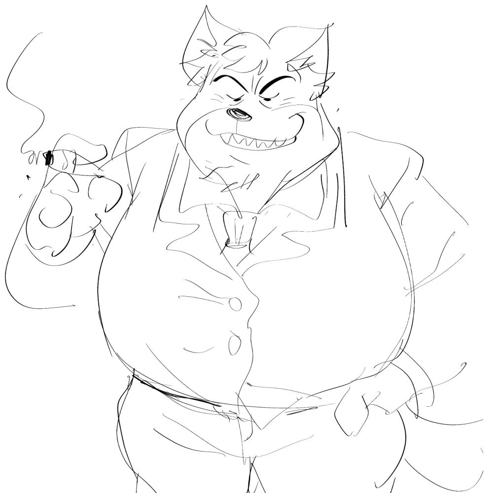 Goro from Mappy looking smug, holding a cigar