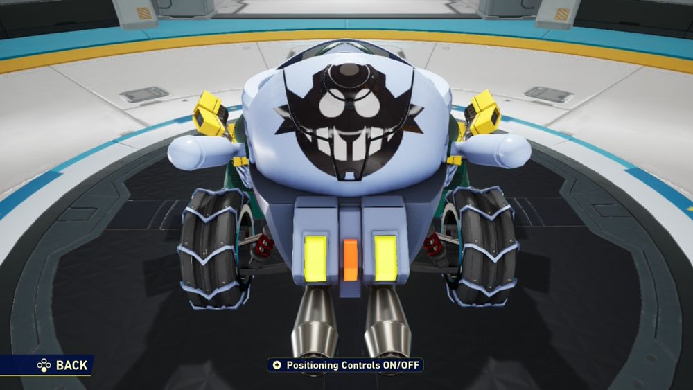 The back of the Grounder car, displaying a large Eggman logo.