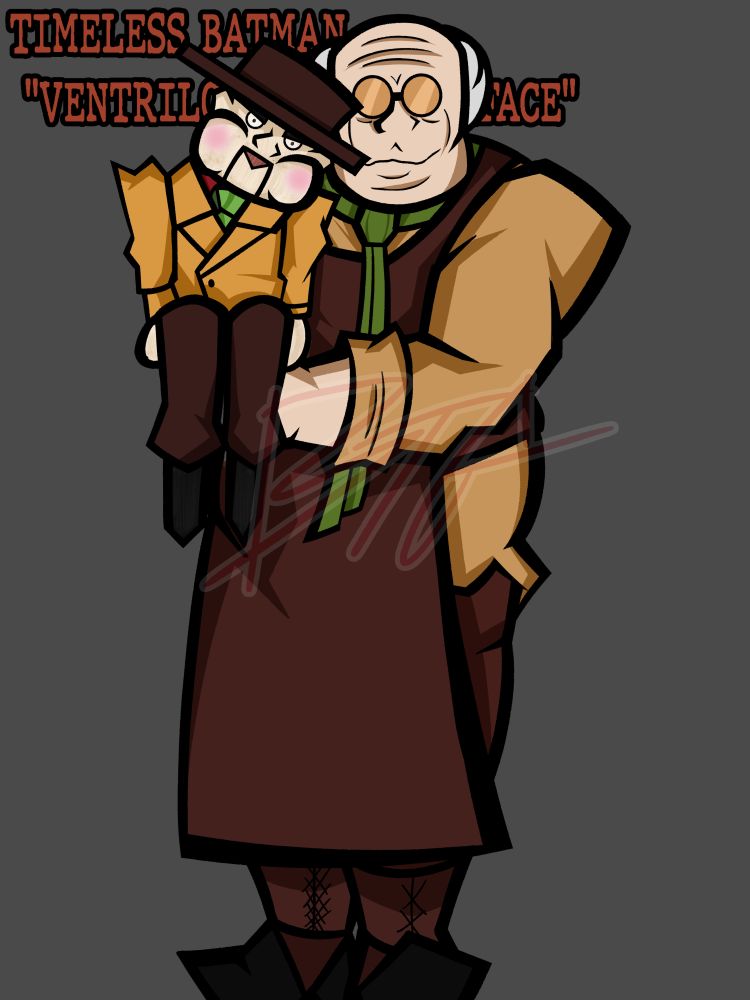 Ventriloquist was a character I had no idea what I would do with. I was just going to give him the usual three piece suit and that would be it, but remember when I said that I was going to make Riddler based on Igor before I ended up with the final design? Well, that Igor idea went into the Ventriloquist instead, which I think actually works better than it would have for Riddler.

I had an inside joke with some friends that this was some sort of evil looking Geppetto, and the puppet really doesn't help with that comparison. Scarface himself is your basic ventriloquist dummy with the same color scheme as Arnold and even has a wooden brush extension from Krita to make him look more like a handmade puppet. 