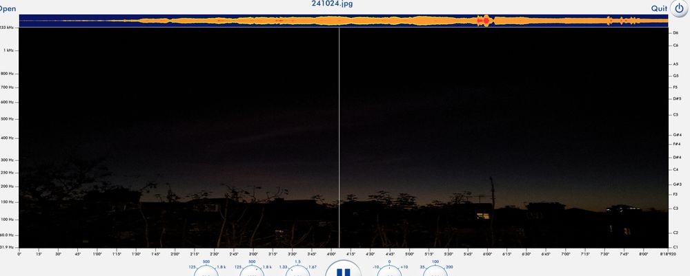 capture or part of the photosndr gui with a photo of the early dawn sky loaded to be transformed to sound.