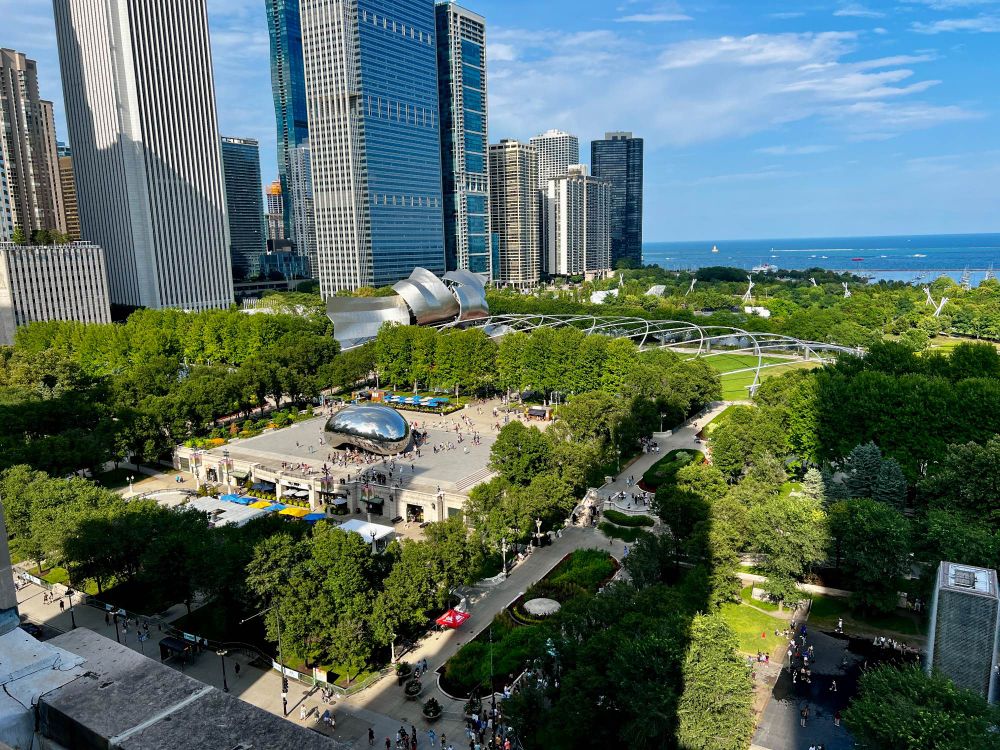 Cloud Gate aka The Bean taken from a top the Chicago Athletic Association 
