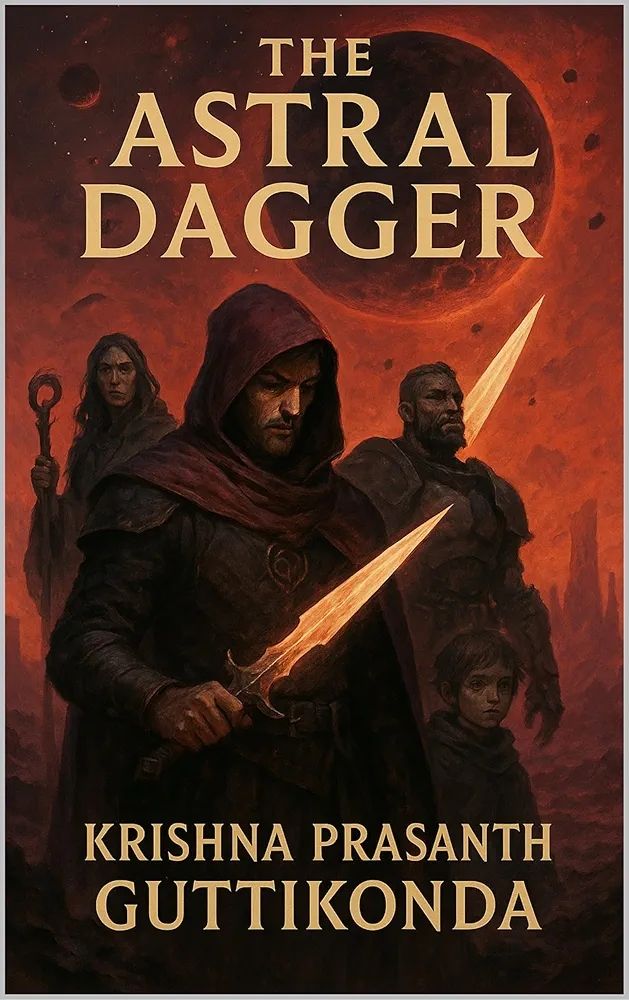 On a dying rogue planet adrift between galaxies, an ancient blade cuts more than flesh—it severs the very fabric of reality.

Welcome to Drenavar, a world of violet sands, crimson skies, and secrets buried beneath aeons of ash and astral storms. Once the heart of a mighty interstellar empire, Drenavar is now fractured into warring city-states and haunted ruins. Ancient machines sleep beneath its surface. Eldritch creatures roam its silver forests. And in the heart of it all, a forgotten relic stirs.

Khorin Veilborne is a scavenger without a past, bearing a sigil that burns beneath the crimson sun. When he survives a deadly raid and unearths the Astral Dagger—a relic capable of slicing through dimensions—he becomes the unwilling pivot in a cosmic conflict. But the blade calls to something older, something buried deep in the void. And now, it’s listening.

Beside Khorin stand unlikely allies:

Yvara Morn, an exiled priestess who communes with the winds of the dead.

Vrax Tal’Run, a war-scarred mercenary with a mechanical arm forged from forgotten science.

Severik Drom, a masked alchemist chasing redemption and hiding a dark past.

Saeven Kett, a mute child oracle who draws maps of possible futures in blood-red ink.

Together, they journey through Drenavar’s most perilous realms—the time-warped Black Arches, the humming Silver Gardens, and the abyssal Obsidian Maw—as they confront rival factions, cursed technology, and the ancient entity known only as The Unnamed Hunger. Twisting reality and memory itself, this force has possessed Torrin Draedh, a warlord who seeks godhood through the Dagger’s power.

What begins as a quest for survival becomes a reckoning with prophecy, identity, and the crumbling legacy of an empire that tore open doors best left closed.

The Astral Dagger is a science-fantasy epic laced with cosmic horror, written for fans of dark world-building, character-driven storytelling, and mythic stakes that ripple across dimensions. As reality unravels an…