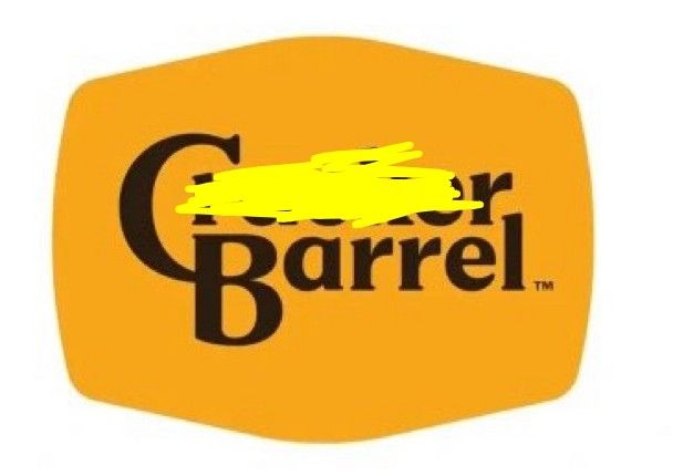 it's a white background with an almost cornbread golden colored barrel shape, the words C-----r Barrel, where the "rack" poorly censored with a god awful yellow 