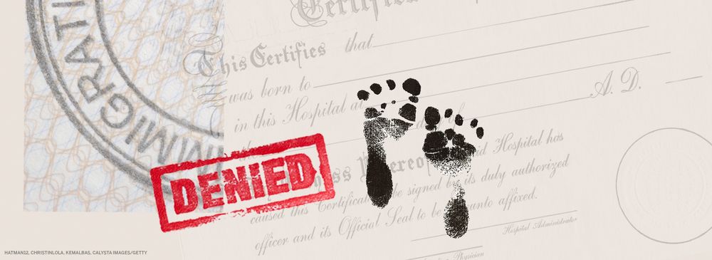 baby feet with the word denied in red