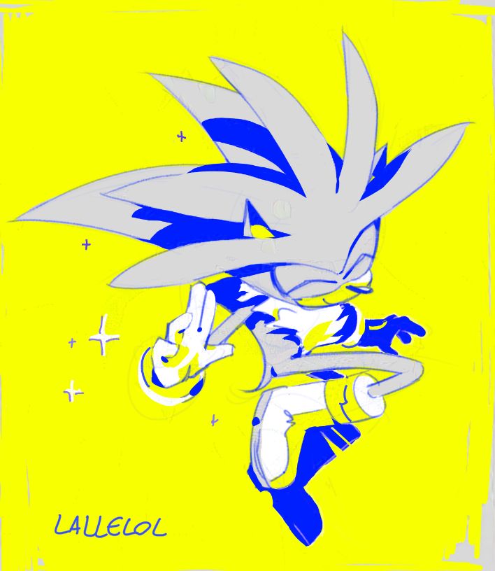 Silver the hedgehog floating in a yellow-highlighter space
