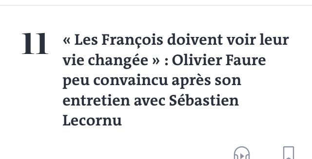 Un titre du monde, dit : les François dovent voir leur vie changer