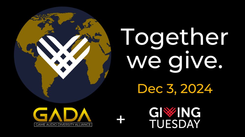 Graphic with GADA and Giving Tuesday logos with text "Together we give Dec 3, 2024" and a globe with a heart.
