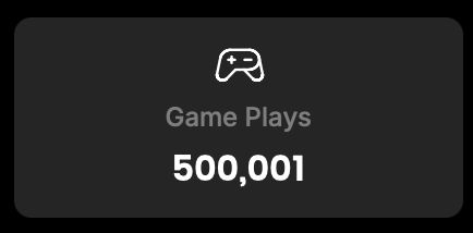 Screenshot of analytics from Upit.com shows that my games have now reached 500k plays in total.