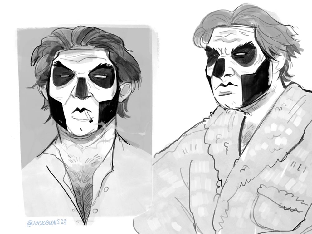 Terzo (Papa III) from the band Ghost in a fuzzy gown and smoking a cigarette. 