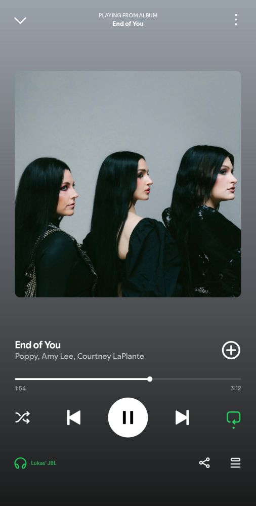Spotify Screenshot:

"End of You" von Poppy feat. Amy Lee & Courtney LaPlante
