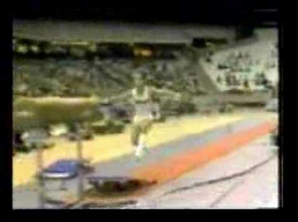 Ouch!  Brian Meeker Runs into the Vault Pommel Horse!