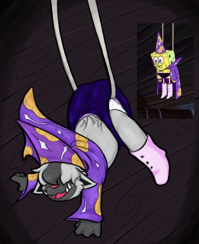 OC wearing the spongebob goofy-goober wizard outfit with added diaper