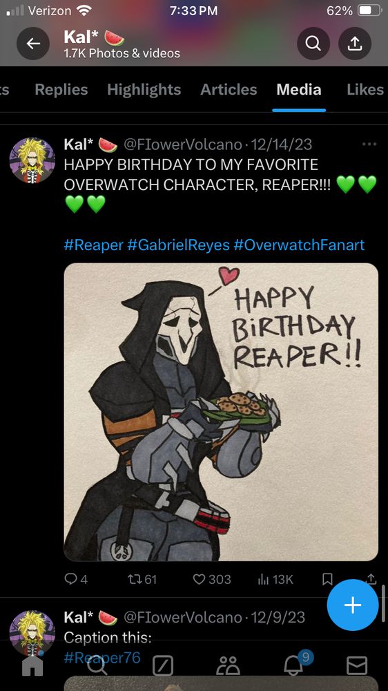 Reaper celebrating his birthday( post now deleted from my Twitter) 