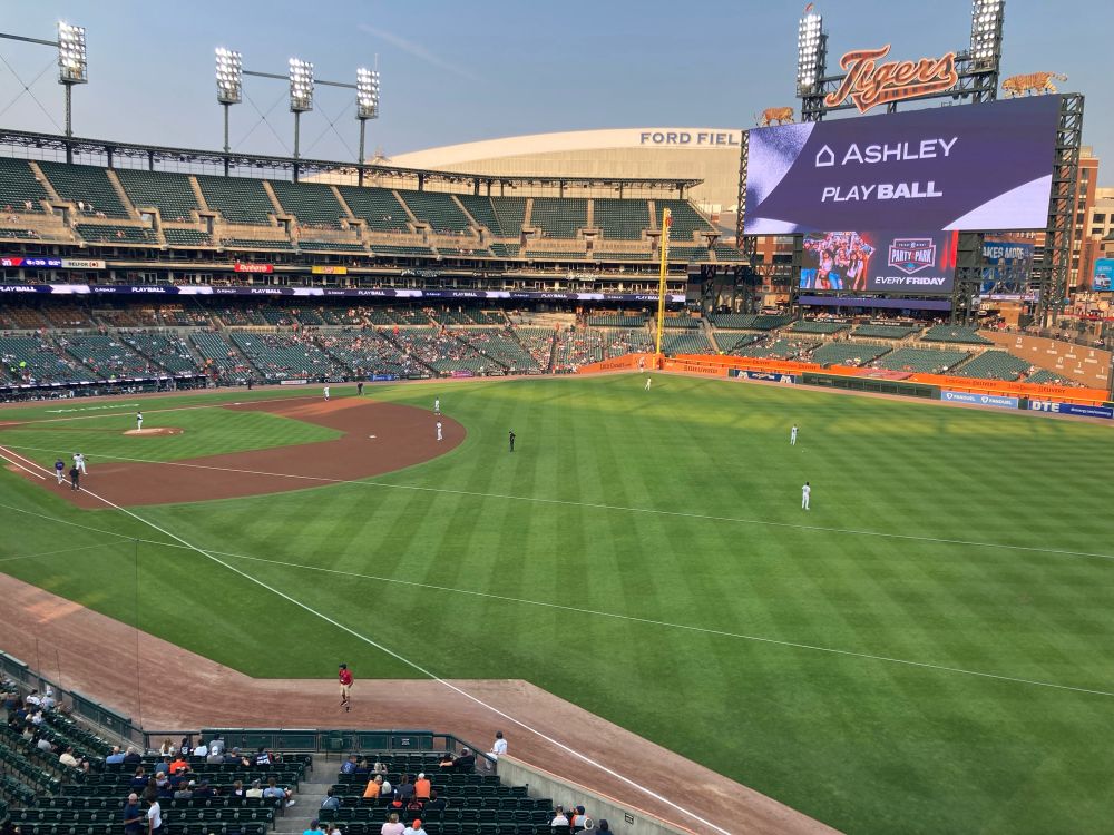 A view of tiger stadium during a game