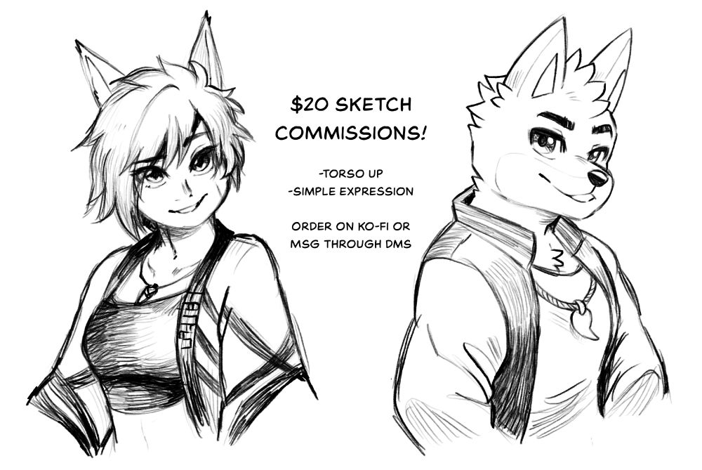 black and white sketch commissions