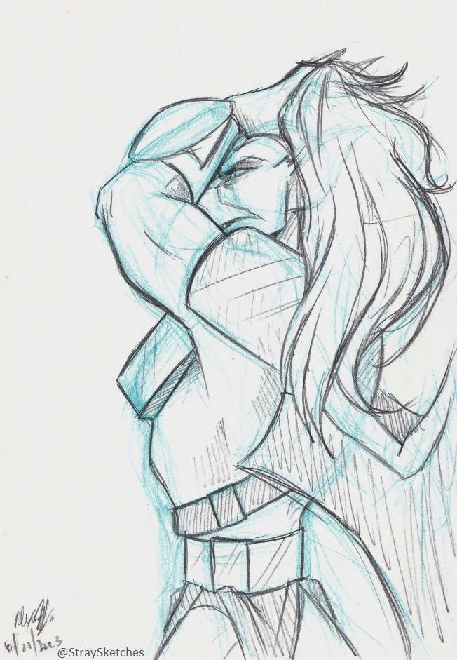 traditional pencil sketch of Brooklyn ("Gargoyles") dressed in his Timedancer armor, tying up his hair