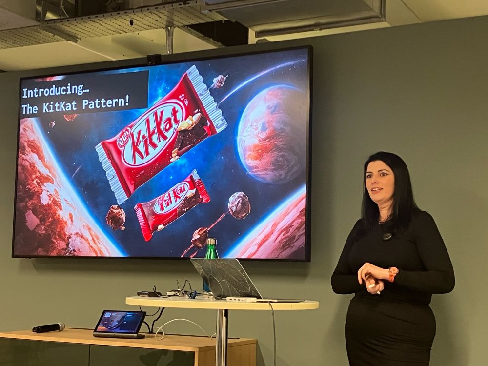Kit-Kat bars flying through space, demonstrating how to design software to facilitate later decomposition.