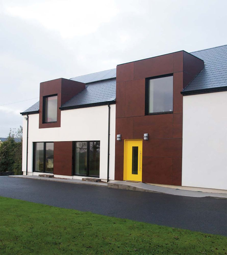 Exterior photo of a passive house retrofit in Meath, Ireland.