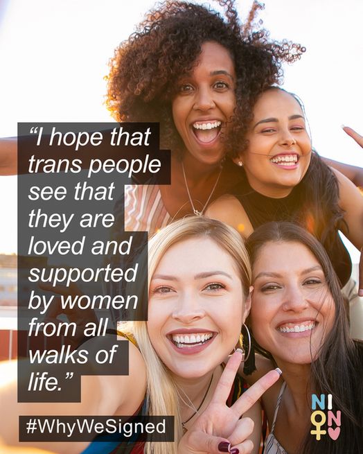 “I hope that trans people see that they are loved and supported by women from all walks of life.” 

#WhyWeSigned

NION Women logo

Picture of a diverse group of young happy women 