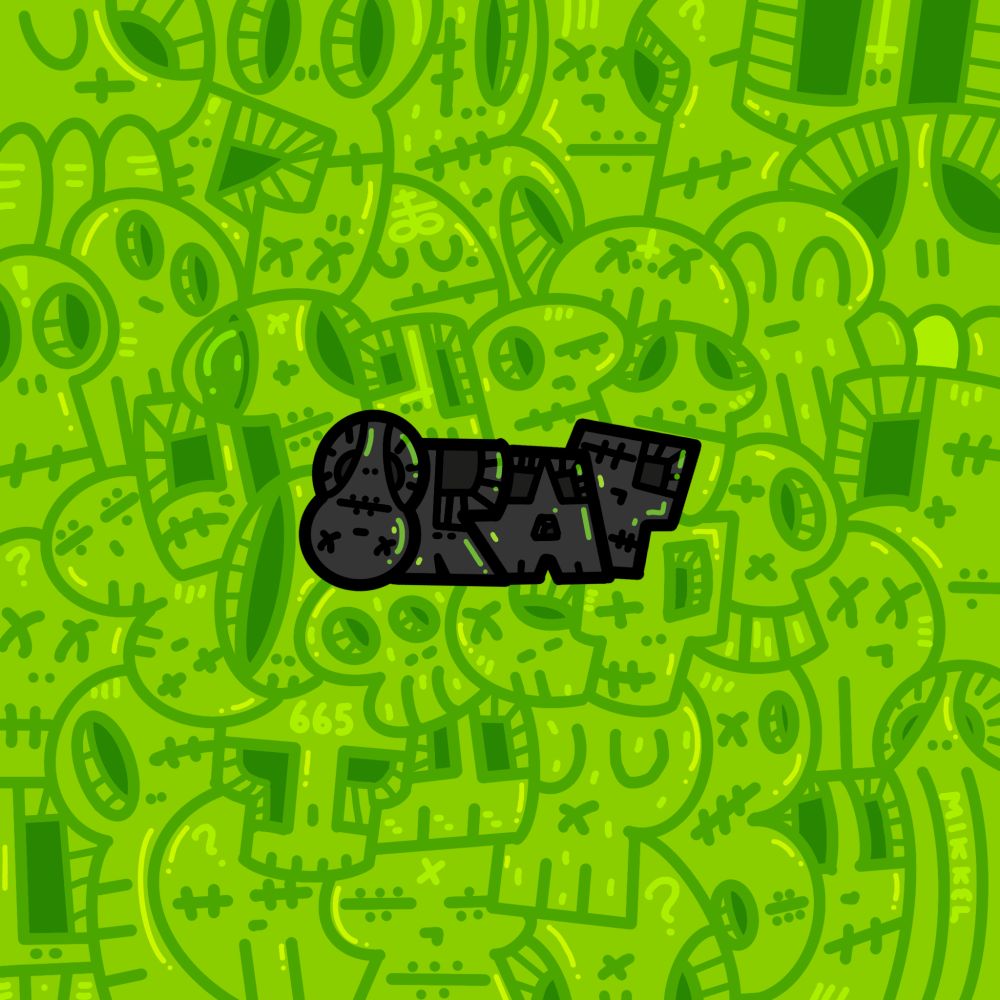Skull doodles in style of brat album cover