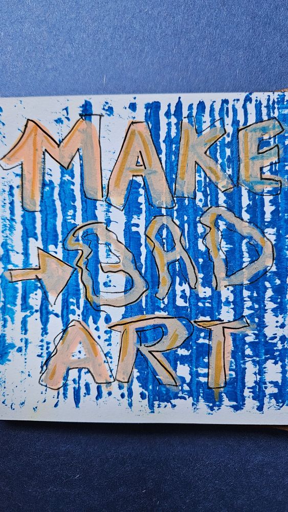 Make bad art written over blue lines