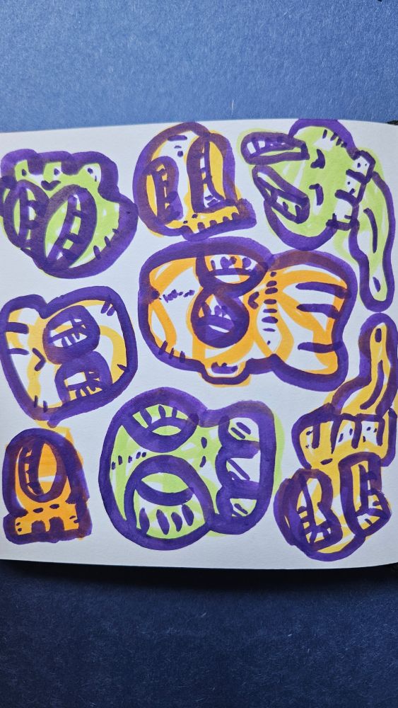 Skulls drawn over scribbles