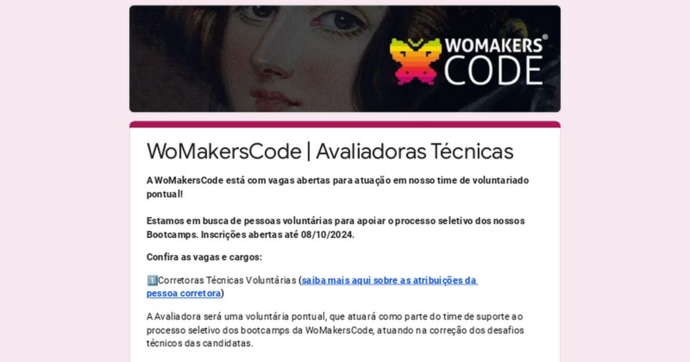 WoMakersCode | Avaliadoras Técnicas