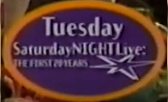 Comedy Central's graphic "Tuesday Saturday Night Live: The First 20 Years" from the 1994 promo.