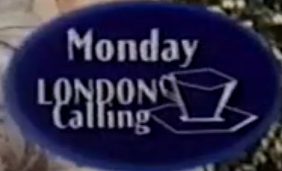 Comedy Central's "Monday London Calling" graphic from its "Scheduling Department" promo from late 1994.