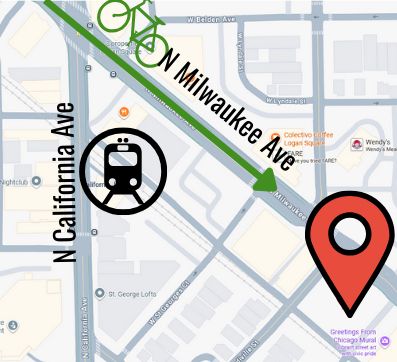 Map of the location of the proposed 2240 N Milwaukee development