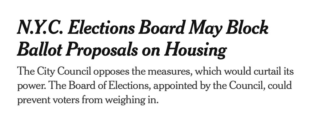 Headline: NYC Elections board may block ballot proposals on housing