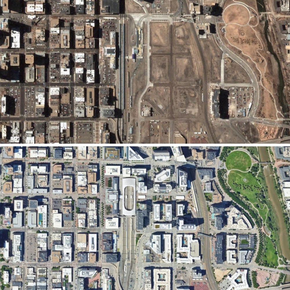 Google earth imagery showing Union Station in 2003 and the below showing 2024.