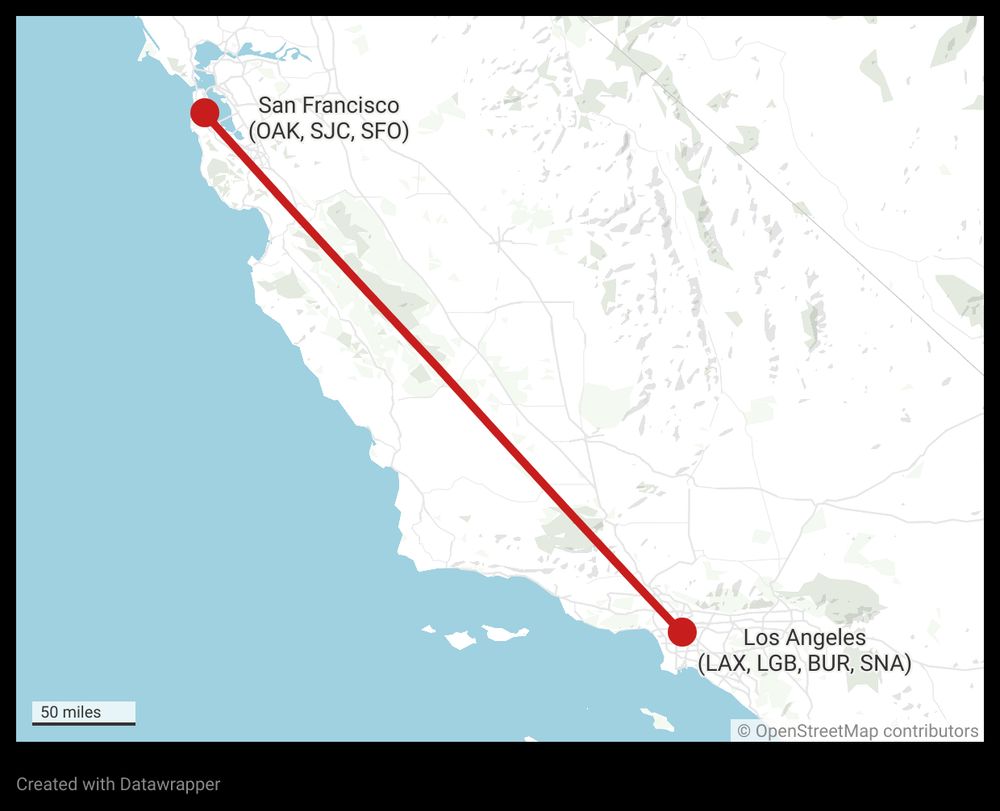Line between San Francsico and Los Angeles