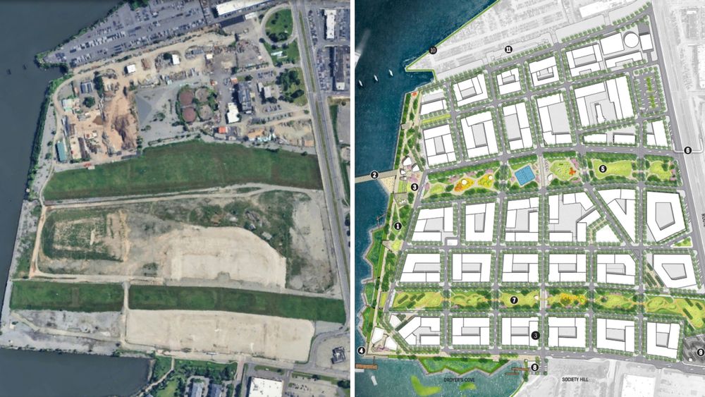 Before and after of the Bayfront redevelopment plans