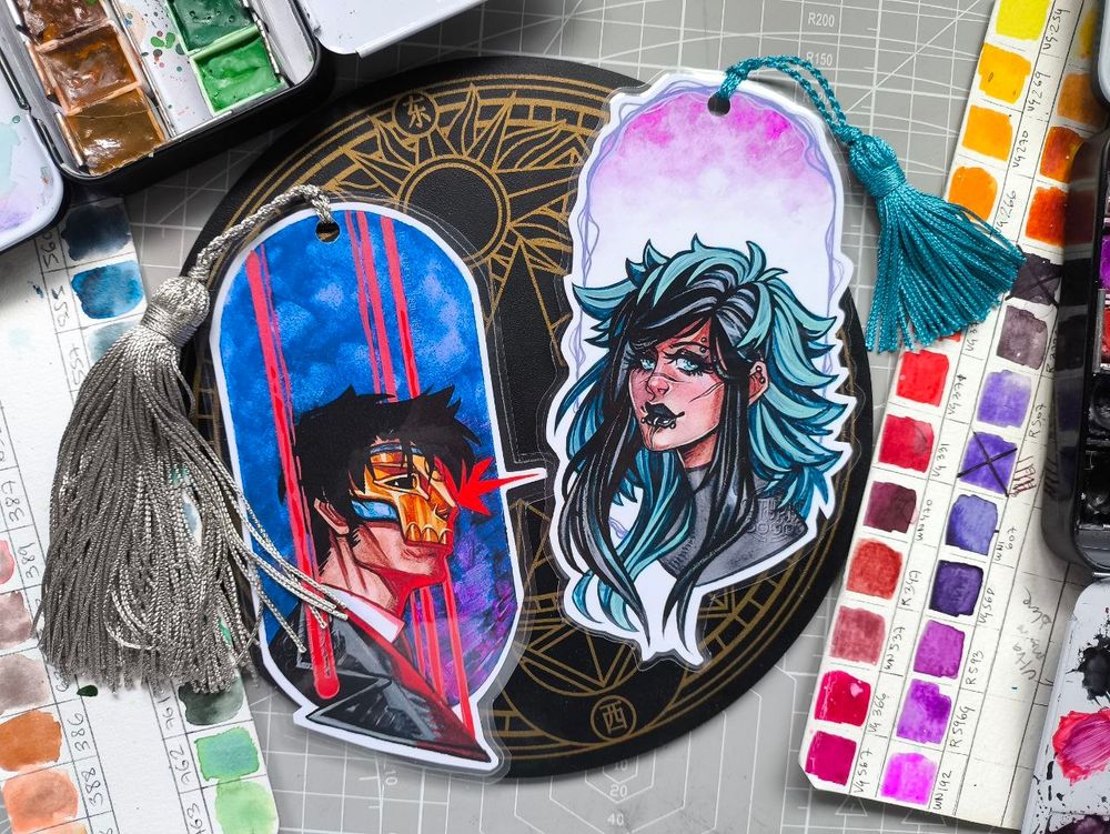 watercolor portrait bookmarks