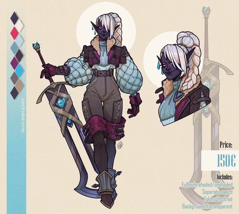 Drow woman with a big sword 