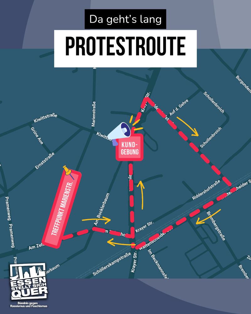 3. Pic
Die Protest-Route. Ein Kartenausschnitt von Kray, auf dem der morgige Demo-Weg aufgezeigt wird.