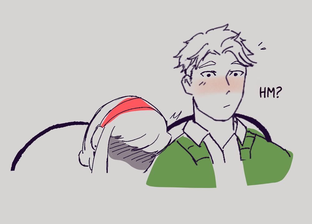 No thought bubble. A panel showing Loid being startled, a smal 'hm?' the only text, Yor's head in now leaning against Loid's shoulder, her face obscured