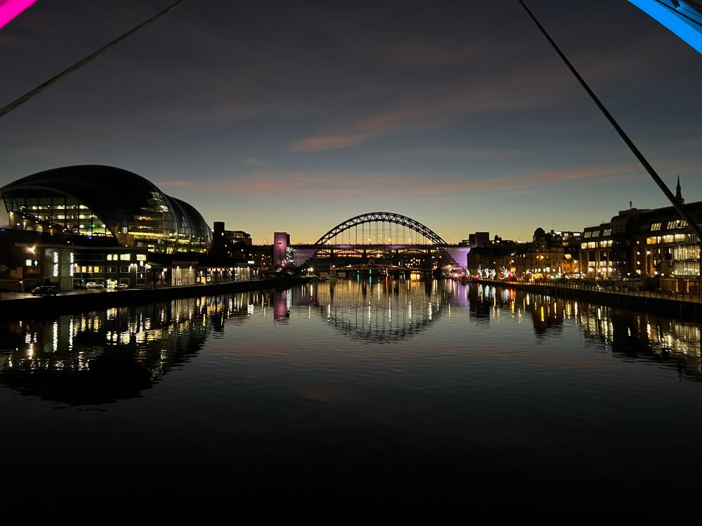 River Tyne looking towards the Tyne Bridge at late sunset