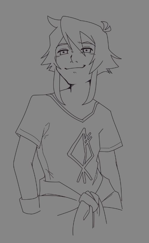 Doodle of Luna in casual clothing with an endearing expression.