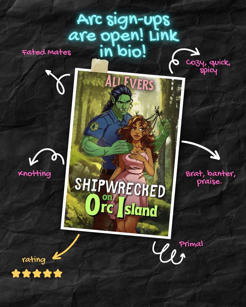 An illustration of a handsome orc and a lovely woman. 