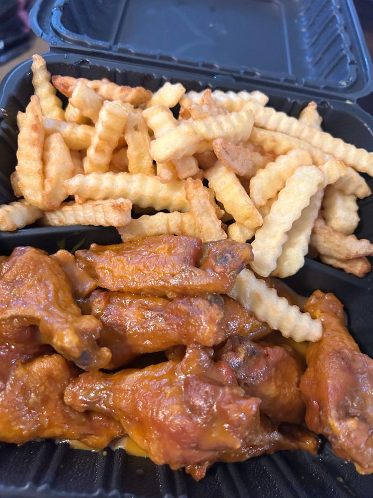 24k wings and crinkle cut fries 
