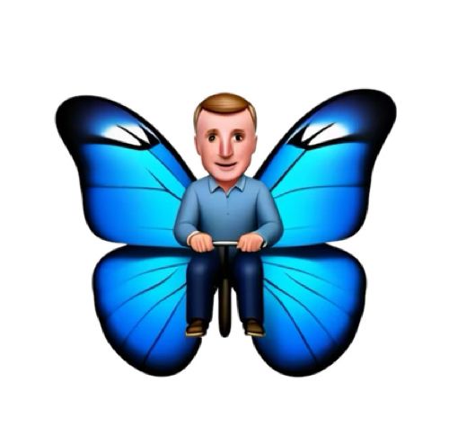 Happy BlueBugs or BlueCritters day. Some levity - a Memoji of me on a blue butterfly.