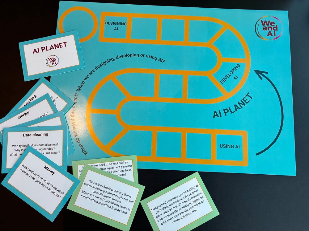 AI planet board game - mat with cards, one of the games for the workshop 