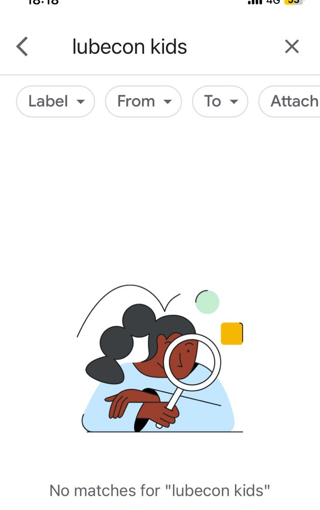 A Gmail search that says Lubecon Kids and no matches for “lubecon kids”
