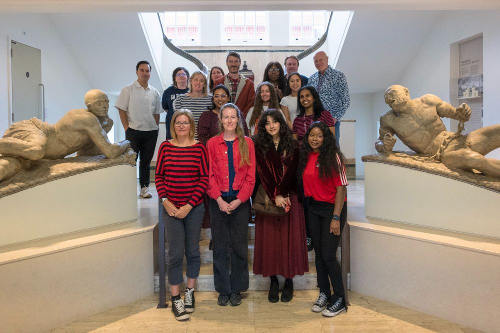 Group of people dressed in red