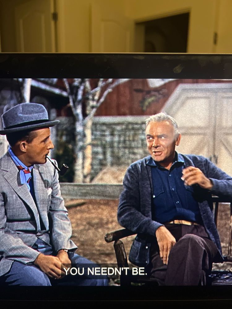 Bing and the general sit outside talking. The general has white hair, so you know he’s older. 