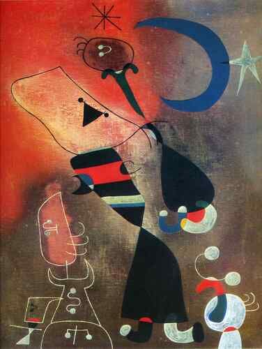 Woman and Bird in the Moonlight