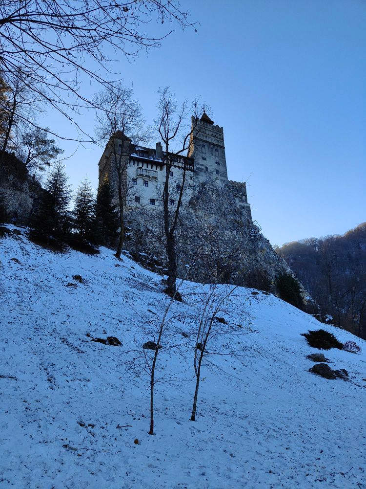 Foto vom Schloss Bran im Schnee