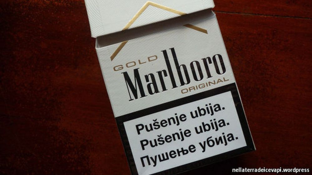 "SMOKING KILLS" warning in Bosnian, Croatian and Serbian which are almost identical standards: all three say pušenje ubija except for the last which says пушење убија, which is in this case the same sequence of words and means the same thing